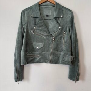 Blank NYC Suede Moto Jacket - Sage Green